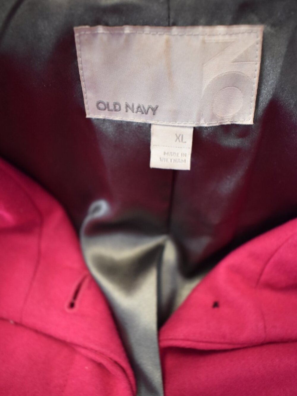 Old Navy Pink Women's Wool Peacoat-Pockets-Bold-Hidden Tie-Lined Size XL - Picture 5 of 10